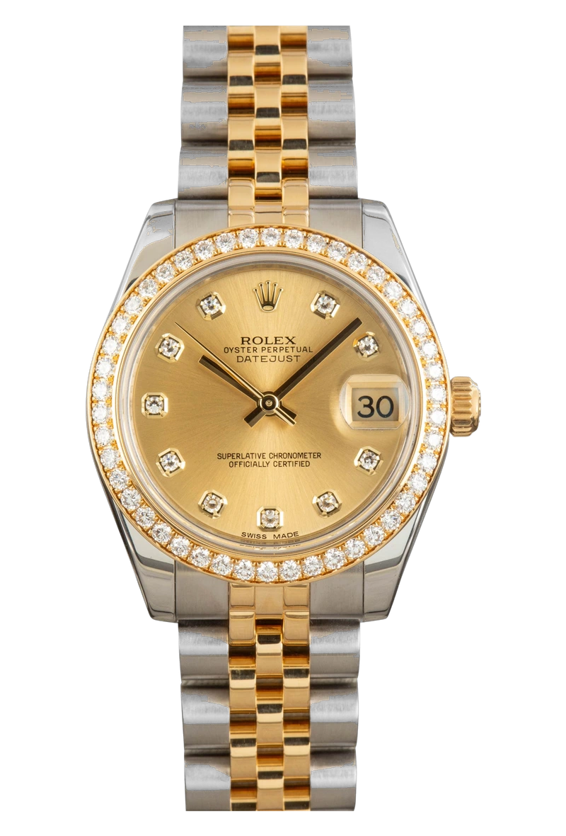 Rolex Datejust 31 178383RBR Champagne, set with diamonds dial