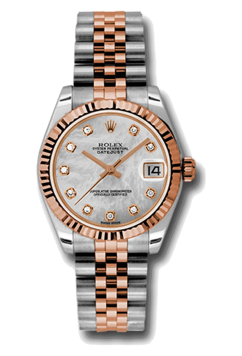 Rolex Datejust 31 178271 White mother-of-pearl 10, set with diamonds dial