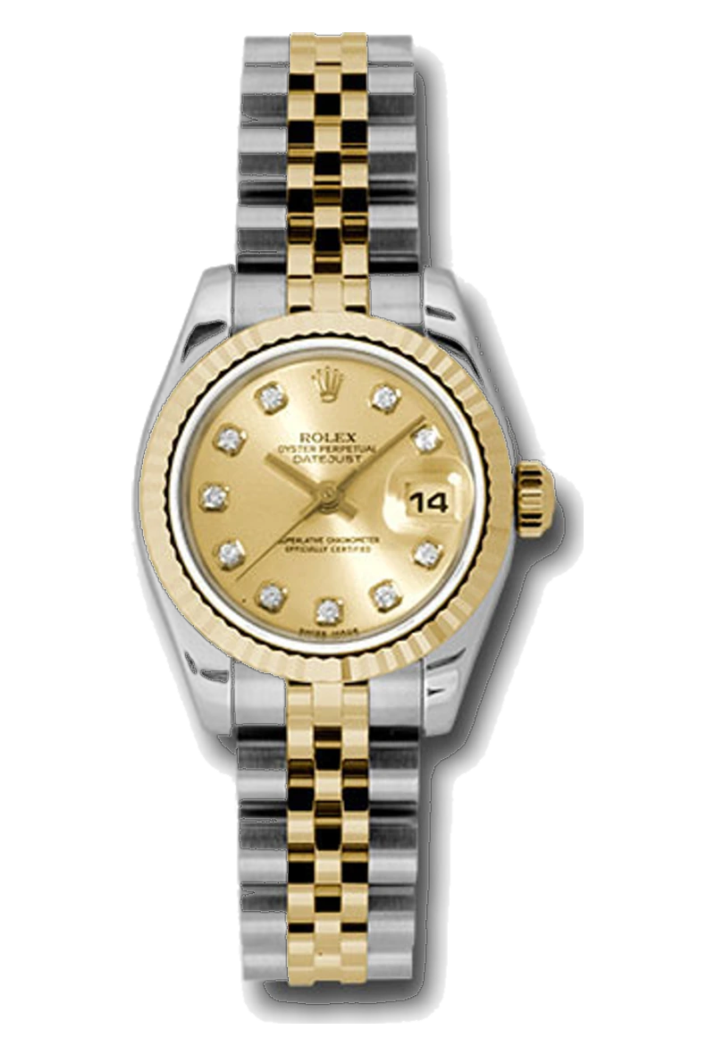 Rolex Lady-Datejust 179173 Champagne, set with diamonds dial