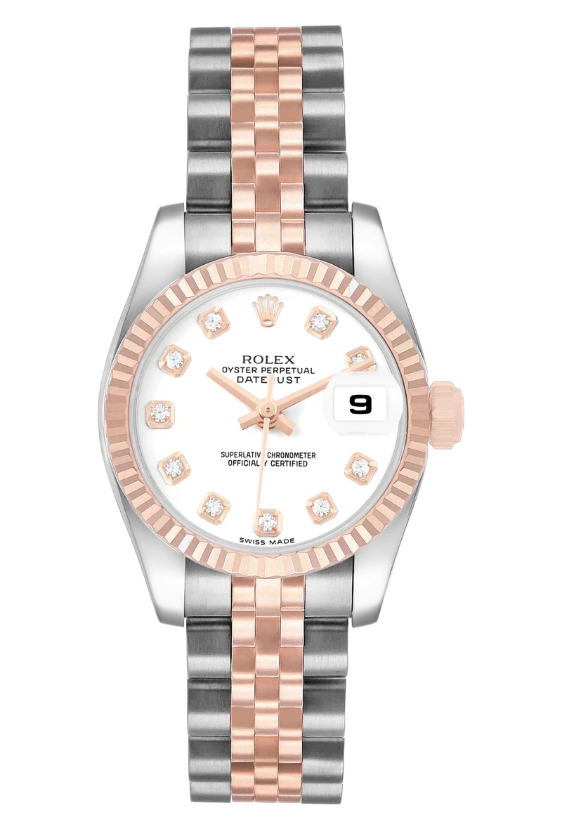 Rolex Datejust 26 179171 White, set with diamonds dial