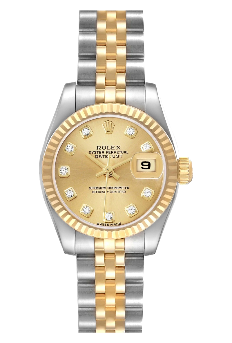Rolex Lady-Datejust 179173 Champagne, set with diamonds dial