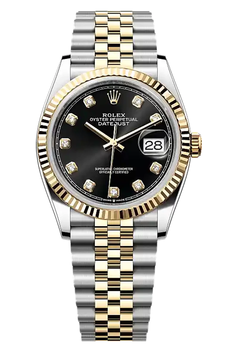 Rolex Datejust 126233 Bright black set with diamonds dial