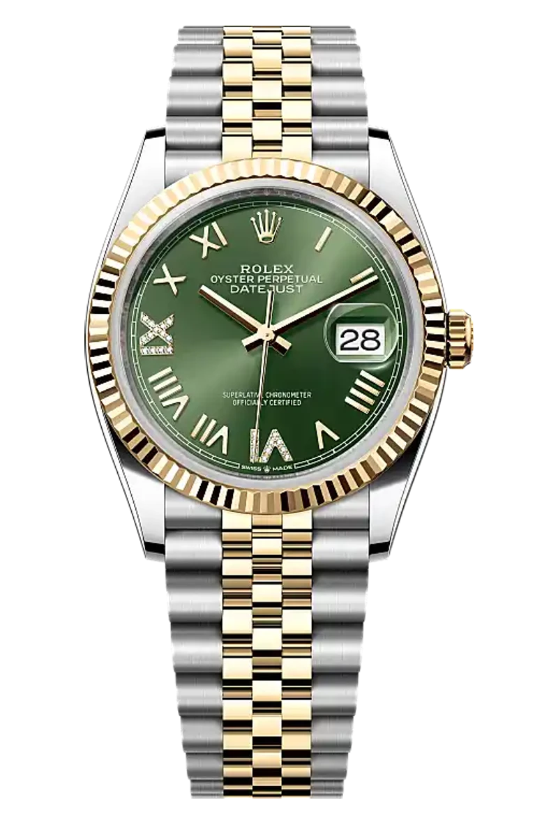 Rolex Datejust 126233 Olive green set with diamonds dial