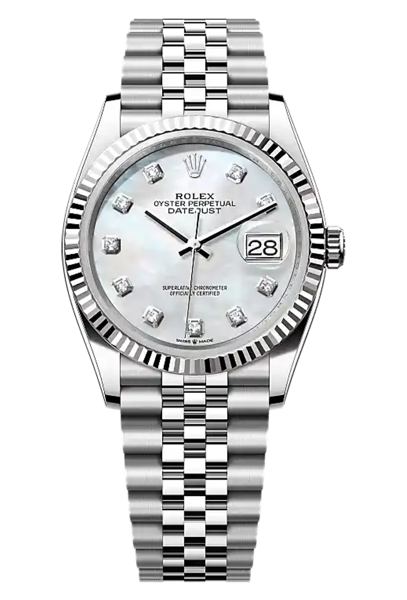 Rolex Datejust 126234 White mother-of-pearl set with diamonds dial