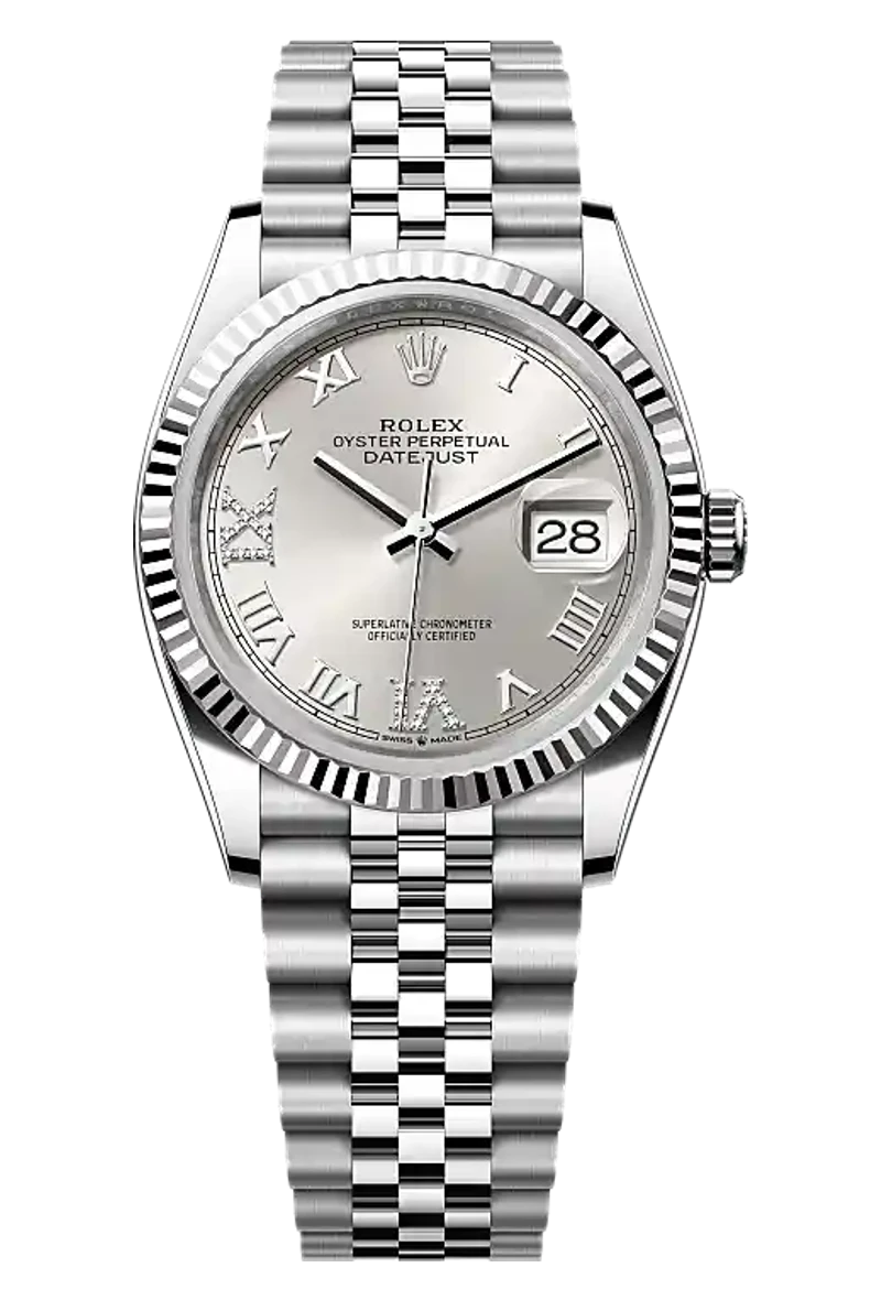Rolex Datejust 126234 Silver set with diamonds dial