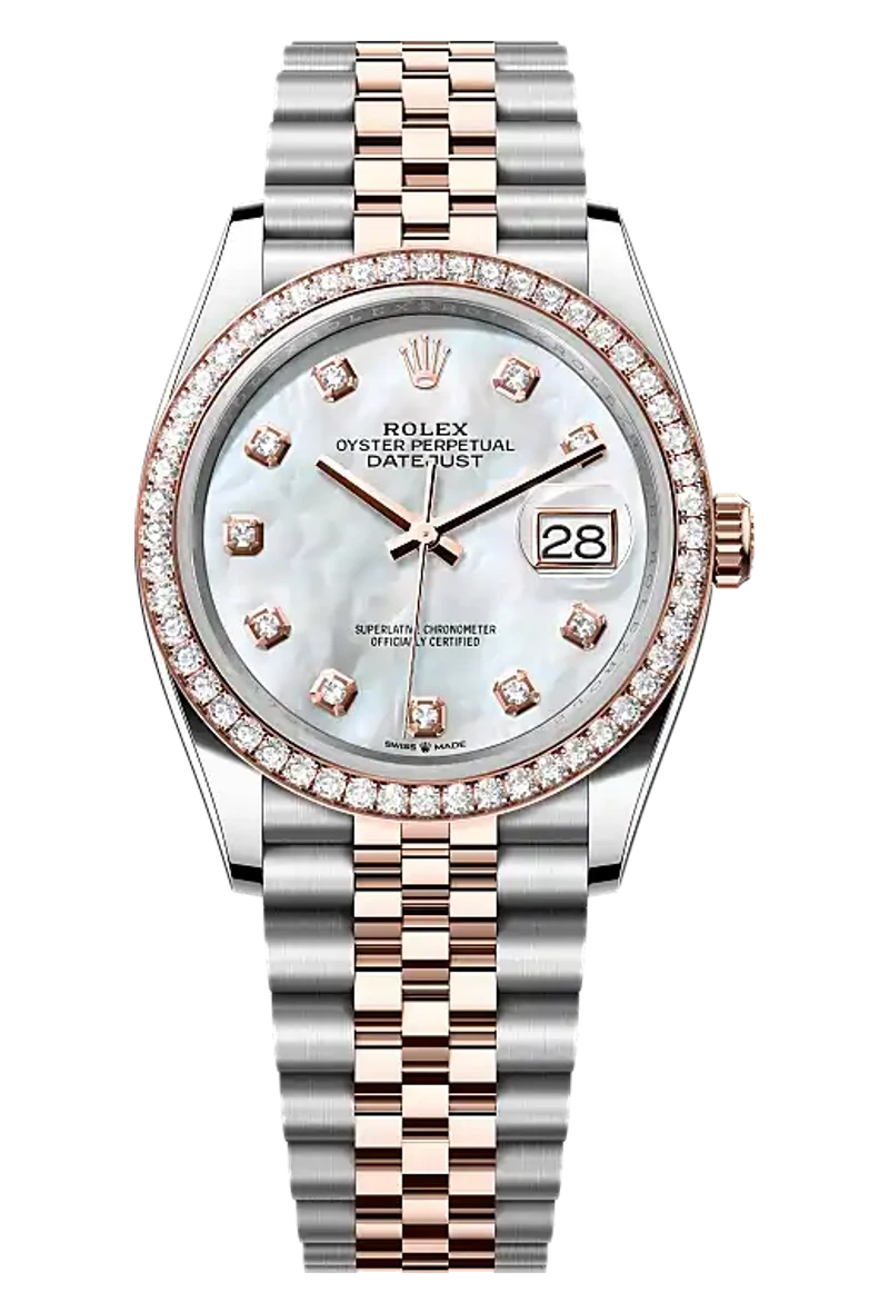 Rolex Datejust 126281RBR White mother-of-pearl set with diamonds dial