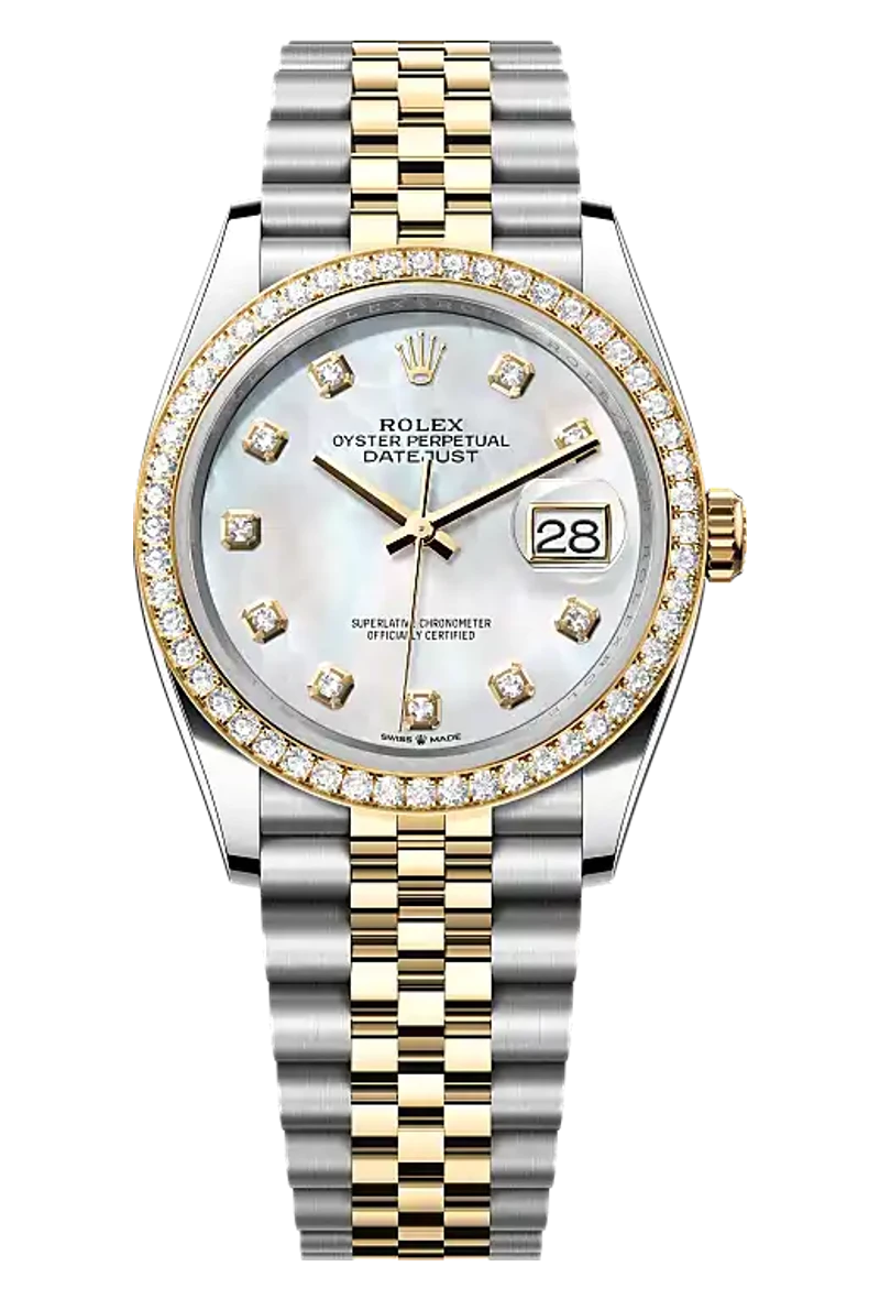 Rolex Datejust 126283RBR White mother-of-pearl set with diamonds dial