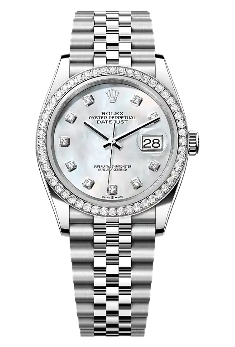 Rolex Datejust 126284RBR White mother-of-pearl set with diamonds dial