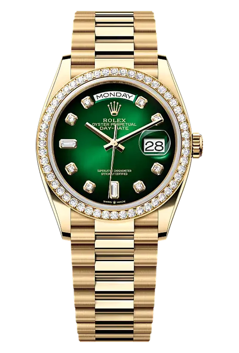 Rolex Day-Date 128348RBR Green ombré set with diamonds dial