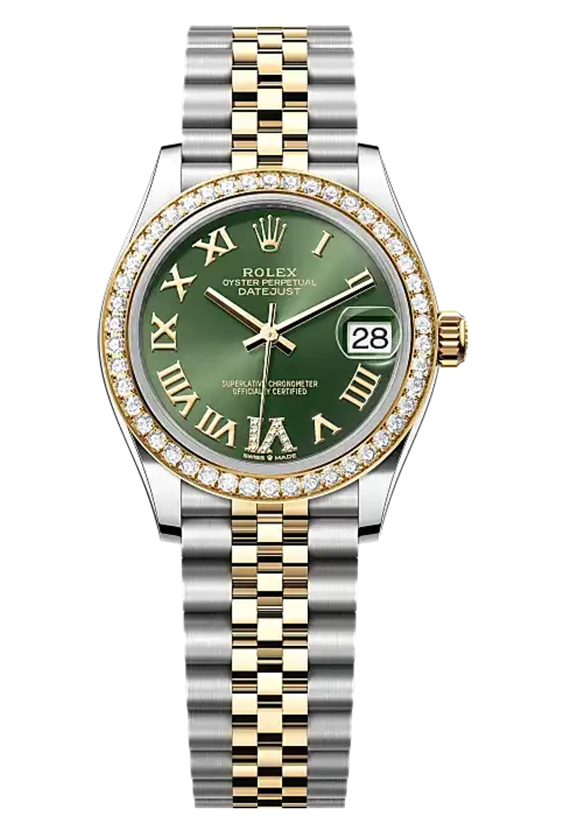 Rolex Datejust 278383RBR Olive green set with diamonds dial