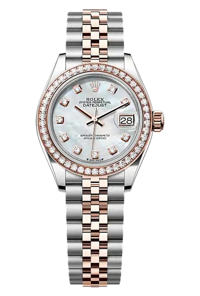 Rolex Lady-Datejust 279381RBR White mother-of-pearl set with diamonds dial