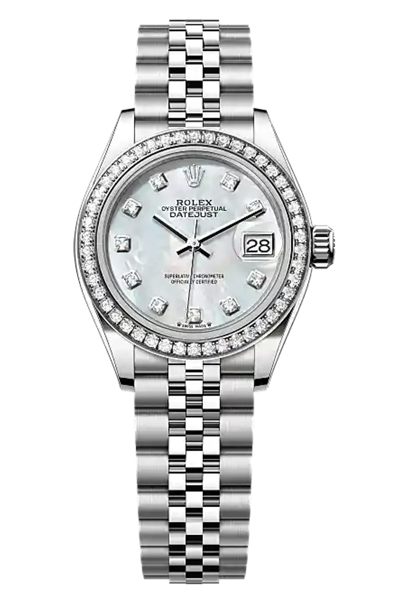 Rolex Lady-Datejust 279384RBR White mother-of-pearl set with diamonds dial