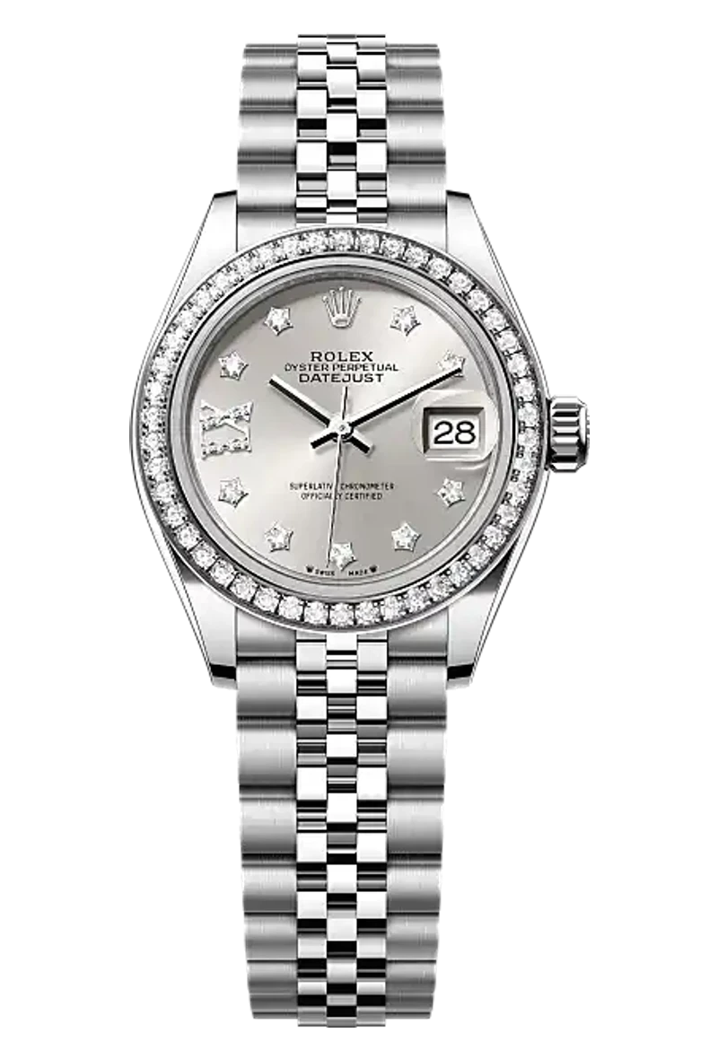 Rolex Lady-Datejust 279384RBR Silver set with diamonds dial