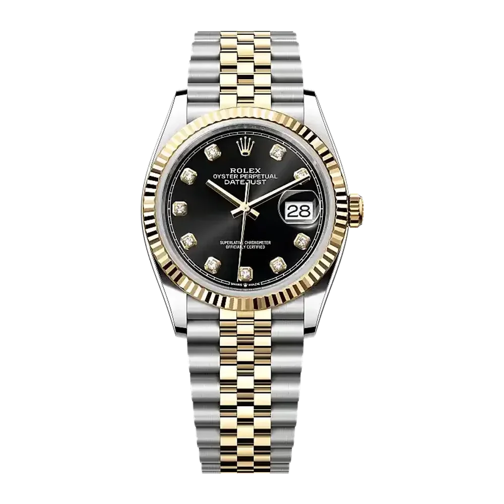 Rolex Datejust 126233 Bright black set with diamonds dial