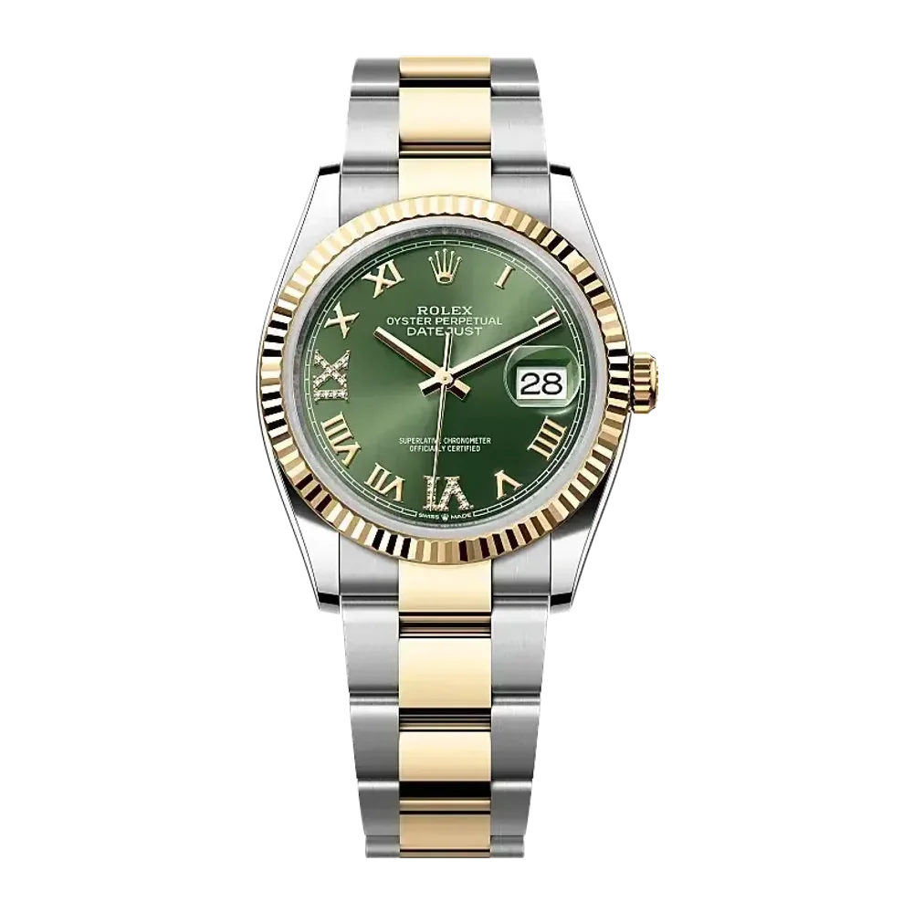 Rolex Datejust 126233 Olive green set with diamonds dial
