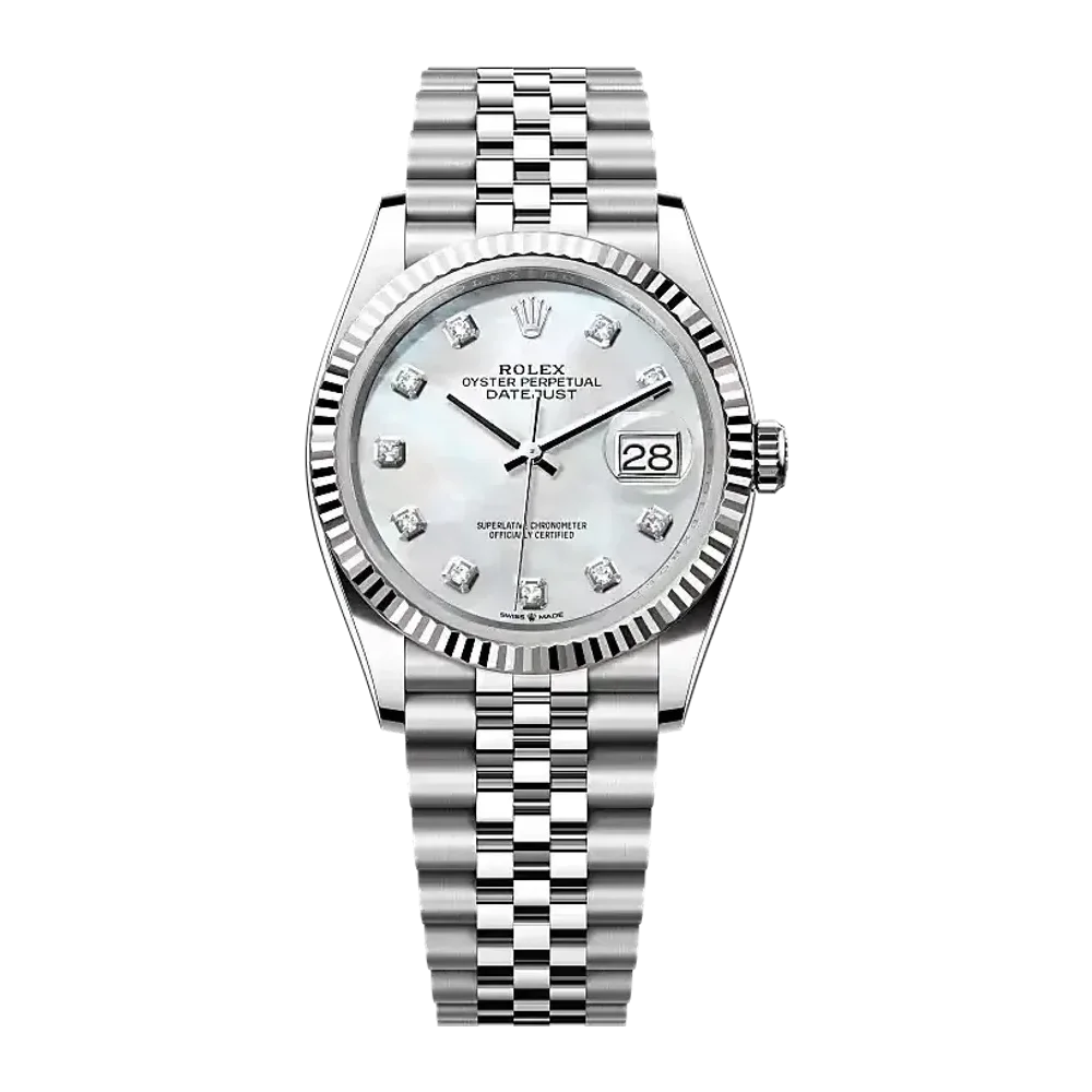 Rolex Datejust 126234 White mother-of-pearl set with diamonds dial