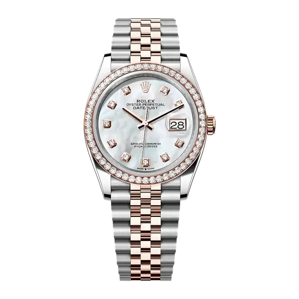 Rolex Datejust 126281RBR White mother-of-pearl set with diamonds dial