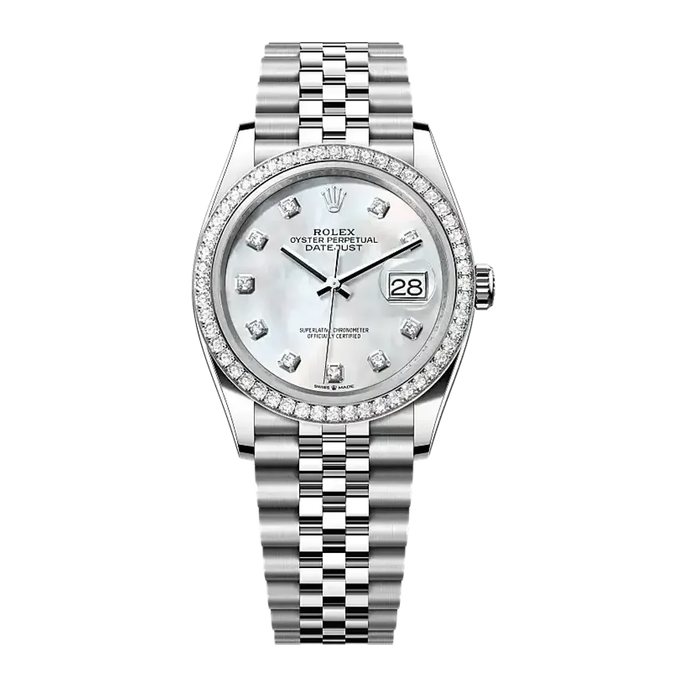 Rolex Datejust 126284RBR White mother-of-pearl set with diamonds dial