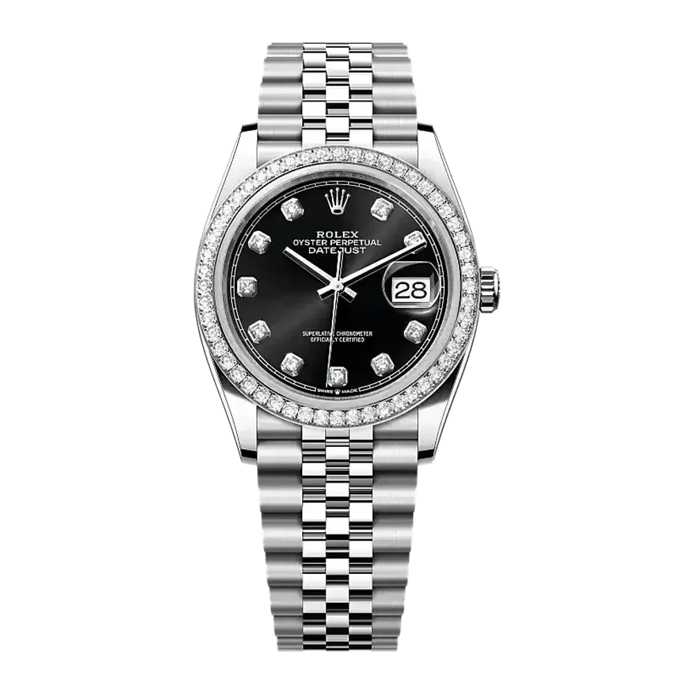 Rolex Datejust 126284RBR Bright black set with diamonds dial