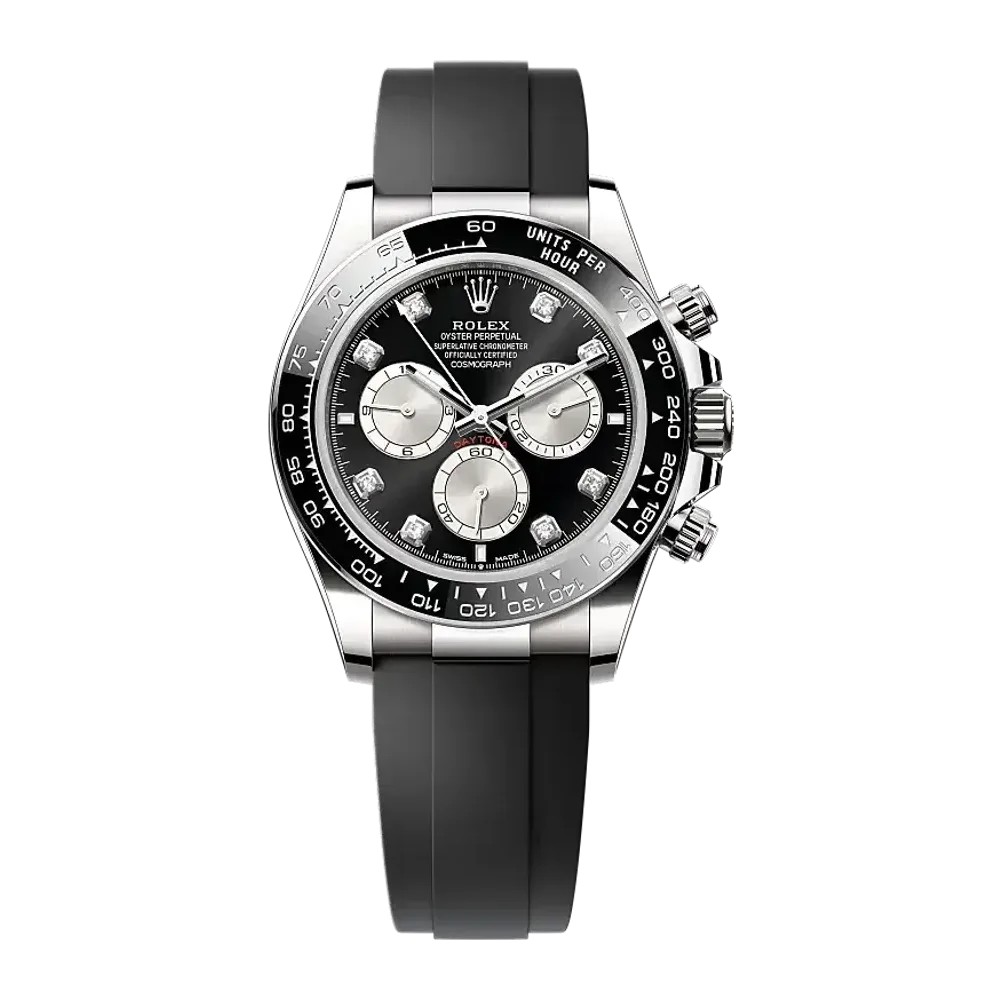 Rolex Cosmograph Daytona 126519LN Bright black and steel set with diamonds dial
