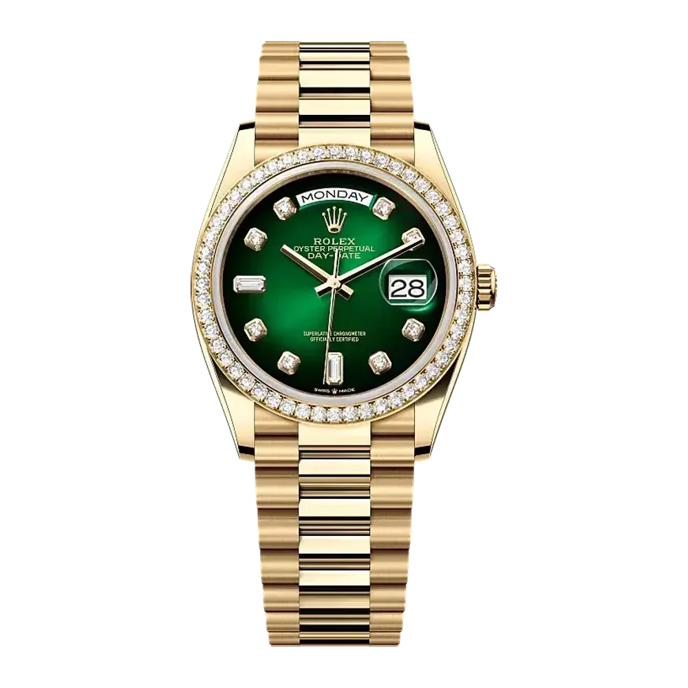Rolex Day-Date 128348RBR Green ombré set with diamonds dial