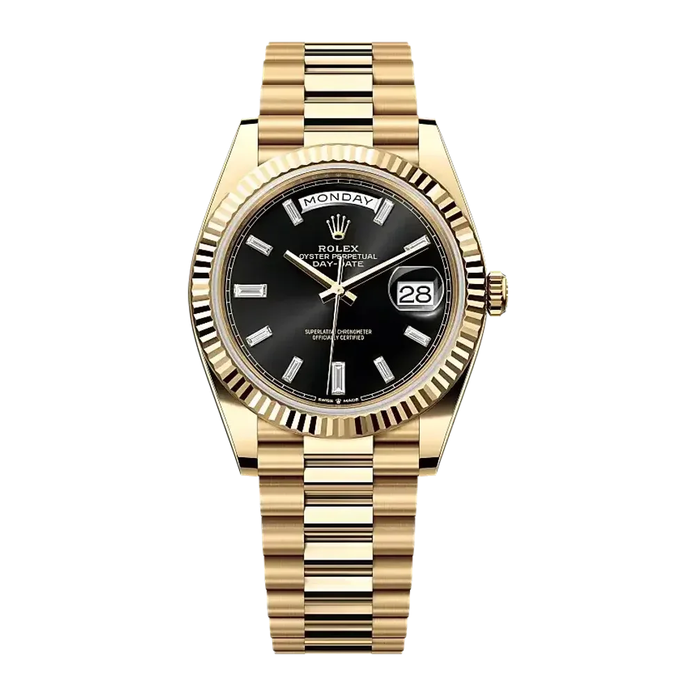 Rolex Day-Date 228238 Bright black set with diamonds dial