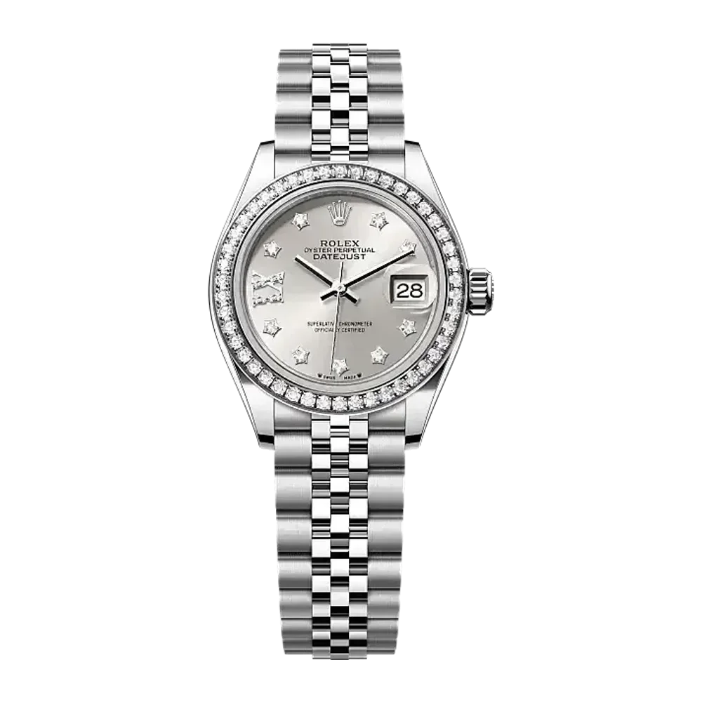 Rolex Lady-Datejust 279384RBR Silver set with diamonds dial